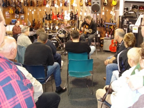 Demonstrating the new Eddie Durham Guitar